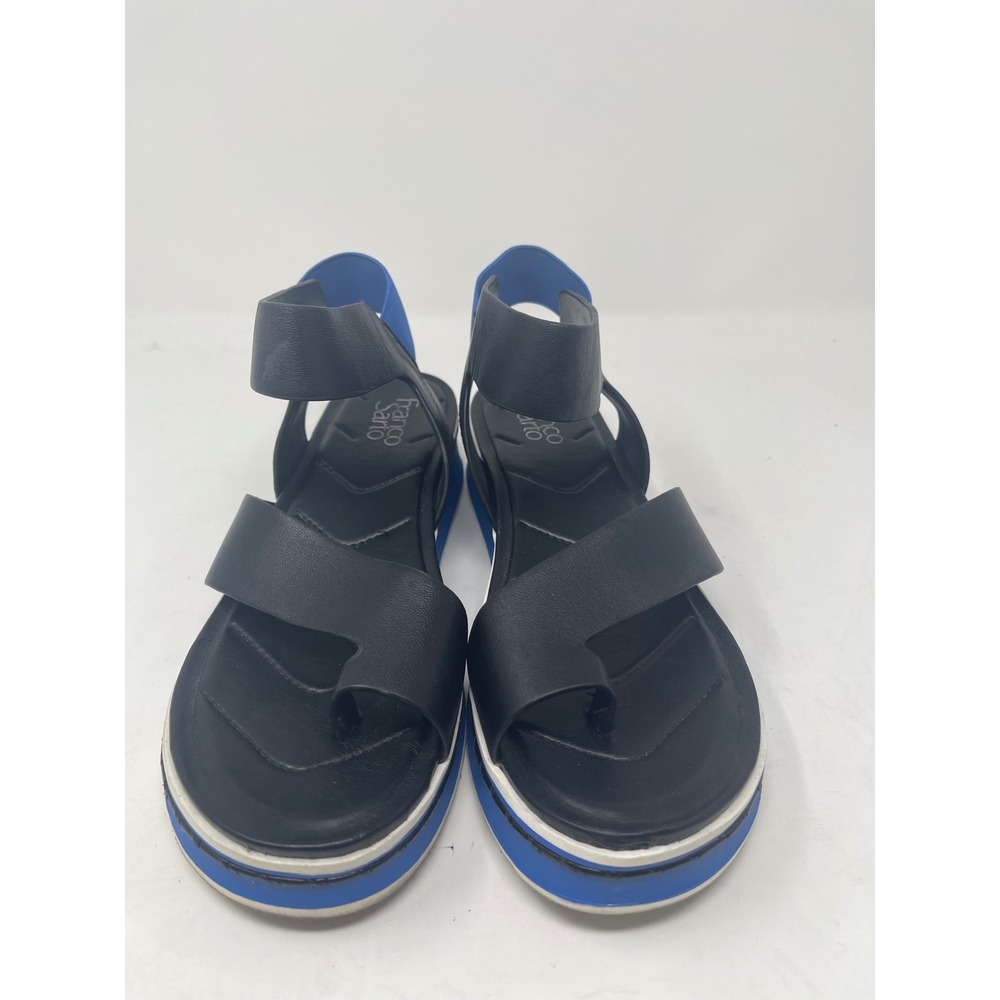 Franco Sarto Elliot Platform Sandals Womens 9 Black Blue Excellent Toe Loop